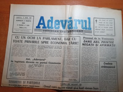 ziarul adevarul 4 martie 1990-procesul de la timisoara foto