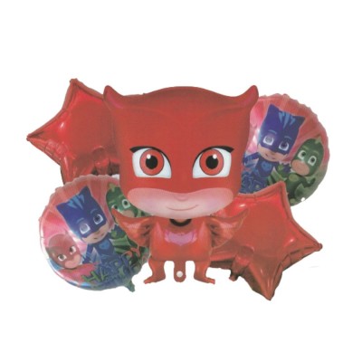 Buchet 5 baloane folie Bufnita Owlette Happy Party, 60 x 50 cm - Eroi in pijama foto