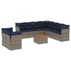 Set canapele de gradina cu perne, 10 piese, gri, poliratan