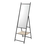 Oglinda de podea, en.casa, PXIT-0155 Chamois, 150 x 44 x 60 cm, metal, mef, negru, lemn stejar, reglabila cu 1 raft HausGarden Leisure