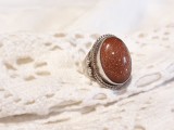 Argint INEL OPULENT cu PIATRA SOARELUI ROSIE splendid VECHI vintage UNIC superb
