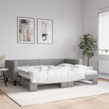 VidaXL Pat de zi cu extensie și saltele, gri deschis, 80x200 cm textil