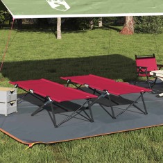 Pat pliabil pentru camping Pliere 2 pcs Roșu 206 x 76 x 74 cm