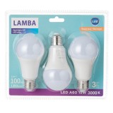 Becuri LED E27 15W, Set 3 buc, Lumina Alba 6500K, CMCLASS