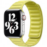 Cumpara ieftin Curea iUni compatibila cu Apple Watch 1/2/3/4/5/6/7, 38mm, Leather Link, Galben