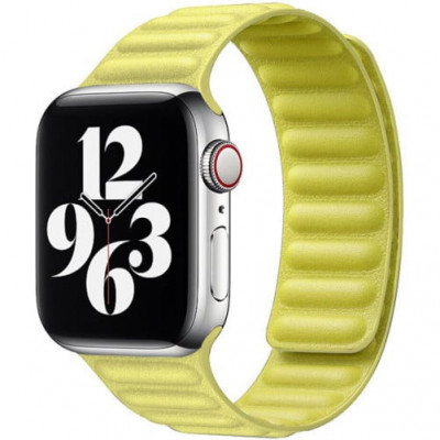 Curea iUni compatibila cu Apple Watch 1/2/3/4/5/6/7, 42mm, Leather Link, Galben foto