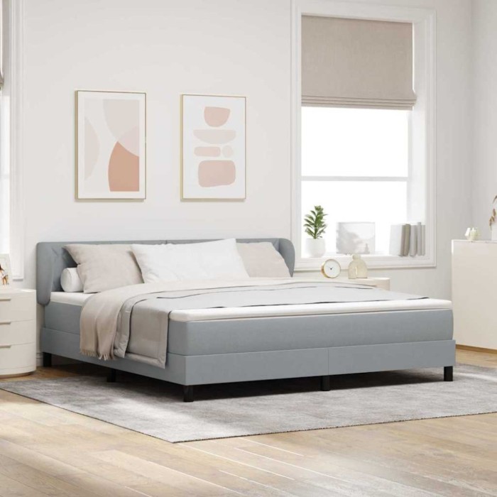 vidaXL Pat boxspring cu saltea Gri deschis 180 x 200 cm țesătură 3340101