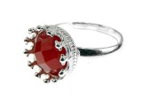 Cumpara ieftin Inel Argint 925 Reglabil Coroana cu Carneol Fatetat 8mm - Inel Damă, Piatră Semiprețioasă, Bijuterie Argint