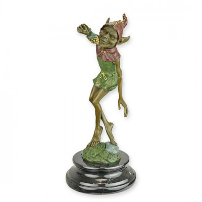 Goblin mancand struguri-statueta din bronz pictat pe un soclu din marmura BD-7 foto