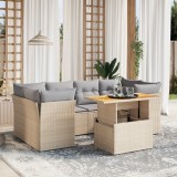 vidaXL Set canapele de grădină, 7 piese, cu perne, bej, poliratan