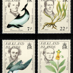 Falkland 1985, Mi #436-439**, fauna, flora, cetacee, pasari, MNH! Cota 11 €!