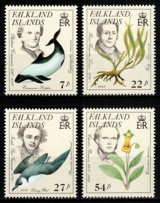 Falkland 1985, Mi #436-439**, fauna, flora, cetacee, pasari, MNH! Cota 11 &amp;euro;! foto