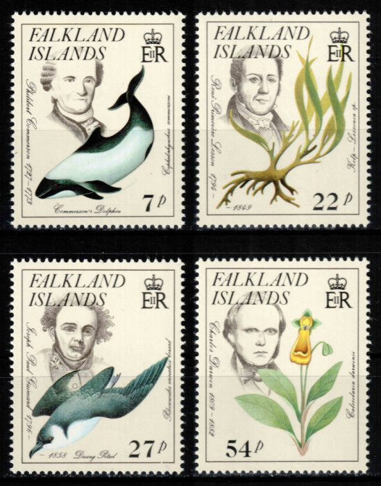 Falkland 1985, Mi #436-439**, fauna, flora, cetacee, pasari, MNH! Cota 11 &euro;!