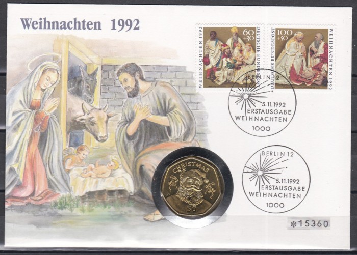 Germania 1992 - Crăciun, FDC NUMIS