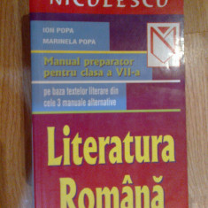 n8 Literatura romana - manual preparator pentru clasa a VII a - Ion Popa