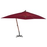 VidaXL Umbrelă consolă de grădină cu st&acirc;lp din lemn, bordo, 400x300 cm