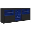 Servanta cu lumini LED, negru, 162x37x67 cm