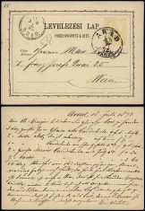 Austria 1872 Old postcard postal stationery Arad to Vienna D.611