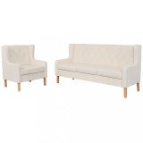 VidaXL Set de canapele, 2 piese, material textil, alb crem 274929