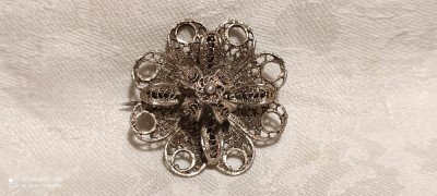 argint BROSA etnic TRIBALA motiv FLORAL manopera EXCEPTIONALA in filigran VECHE foto