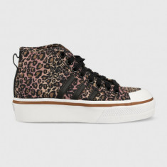 Adidas Originals tenisi Nizza Platform Mid femei, culoarea maro