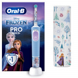 Periuță de dinți electrică + trusă de călătorie Vitality Pro Kids Frozen, pentru copii 3+ ani, Oral-B