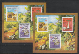 Djibouti 1987 - Flora,ciuperci,bloc 3 valori,dant. si nedant.,MNH,Mi.Bl.138-138B, Nestampilat