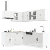 Set dulap de bucătărie 11 piese &bdquo;Kalmar&rdquo; alb lucios Lemn