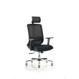 Scaun Vertigo, cu tetiera, stofa, negru