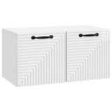 vidaXL Oglindă TV montată pe perete Alb foarte lucios Lemn prelucrat 898709