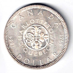 CANADA 1 DOLLAR 1964 CHARLOTTETOWN QUEBEC ARGINT XF