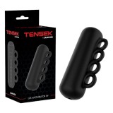 Masturbator manual JAMYJOB Tensek Lux 5, cu m&acirc;ner tip rozetă, texturat pentru stimulare intensă, din TPE Ultraskyn, negru