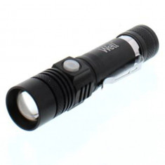 Lanterna LED reincarcabila Well Apex, cu Zoom, 350 lm, Li-Ion 1200mAh, Aluminiu - RESIGILAT