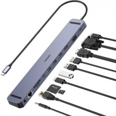 Choetech HUB-M20 HUB-M20 11 în 1 USB tip C Hub Adaptor USB C PD 100W 4K HDMI VGA 3x USB 3.0 3.5mm Audio RJ45 Ethernet cititor de carduri SD/TF