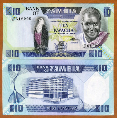 !!! ZAMBIA - 10 KWACHA (1980 - 1988) - P 26 e - UNC foto