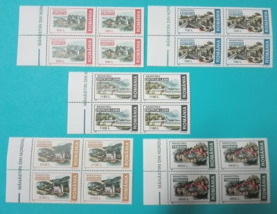 TIMBRE ROM&amp;Acirc;NIA LP1475/1999 - M&amp;acirc;năstiri din Nordul Olteniei- Bloc de 4 timbre MNH foto