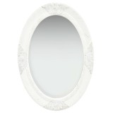 vidaXL Oglindă de perete &icirc;n stil baroc, alb, 50 x 70 cm