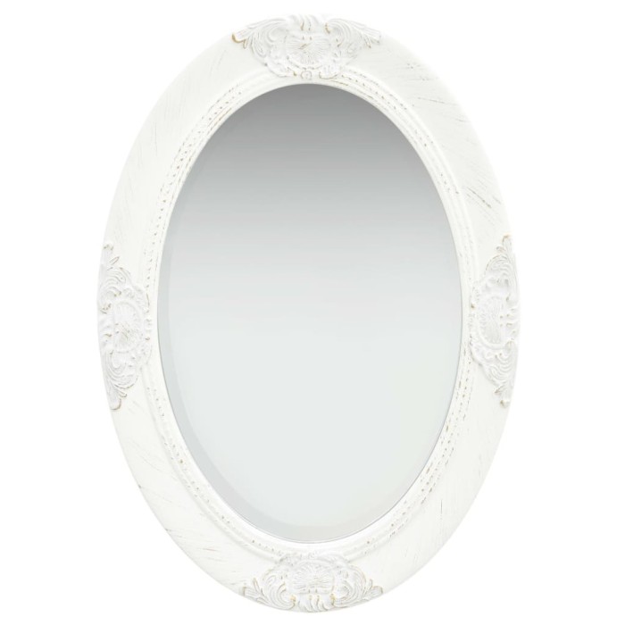 Oglindă de perete &icirc;n stil baroc, alb, 50 x 70 cm