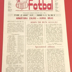 Program meci fotbal "ARMATURA" ZALAU - "AURUL" BRAD (12.10.1986)