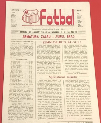 Program meci fotbal &amp;quot;ARMATURA&amp;quot; ZALAU - &amp;quot;AURUL&amp;quot; BRAD (12.10.1986) foto