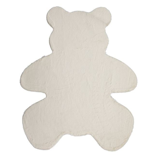 Covor Decorativ din Blana Artificiala Off White In Forma de Ursulet 90x110cm