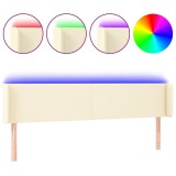 Cumpara ieftin Tablie de pat cu LED, crem, 163x16x78/88 cm, piele ecologica