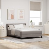 vidaXL Pat tapitat cu saltea, culoare taupe, 160x200 cm, țesătură
