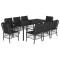 Set mobilier de gradina cu perne, 9 piese, negru, poliratan