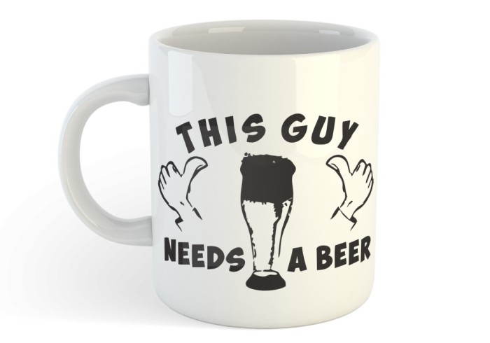 Cana alba Personalizata - This Guy Need a Beer, INOVATIX&reg;. 330ml