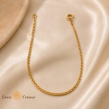 Cumpara ieftin Bratara Lant Fin Unisex , Bratara placata cu 3 straturi de aur 18K Brazilia, cu stanta, 19 cm