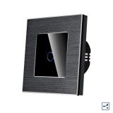 Intrerupator Simplu Cap Scara / Cruce cu Touch din Sticla si Rama de Aluminiu LUXION, Serie A
