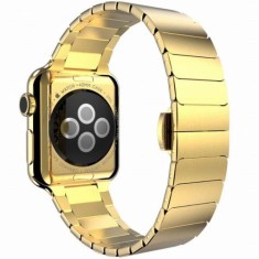 Curea iUni compatibila cu Apple Watch Ultra/SE/8/7/6/5/4/3/2/1, 38mm, Link Bracelet, Otel Inoxidabil, Gold