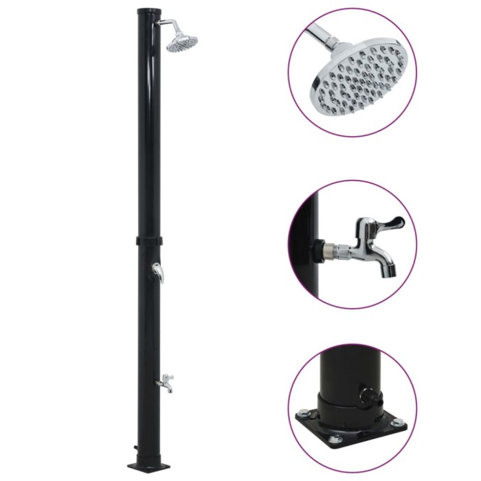 vidaXL Duș solar, negru, 220 cm, 20 L 92310