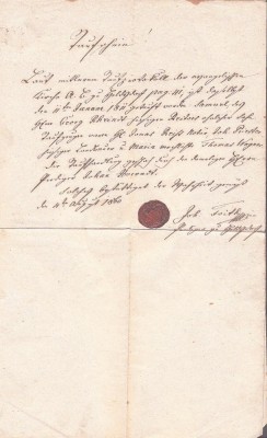 A3771N Act privitor la biserica evanghelică din Hălchiu, județul Brașov, 1860, cu sigiliu &amp;icirc;n ceară roșie, limba germană foto
